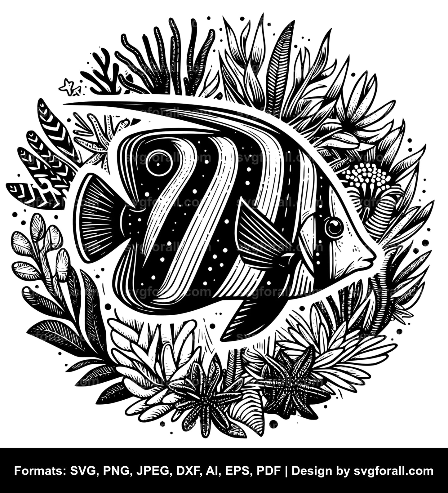 Tropical Fish Black SVG