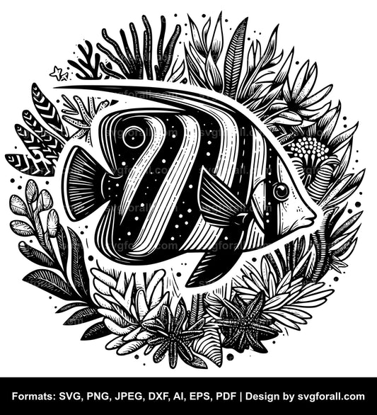 Tropical Fish Black SVG