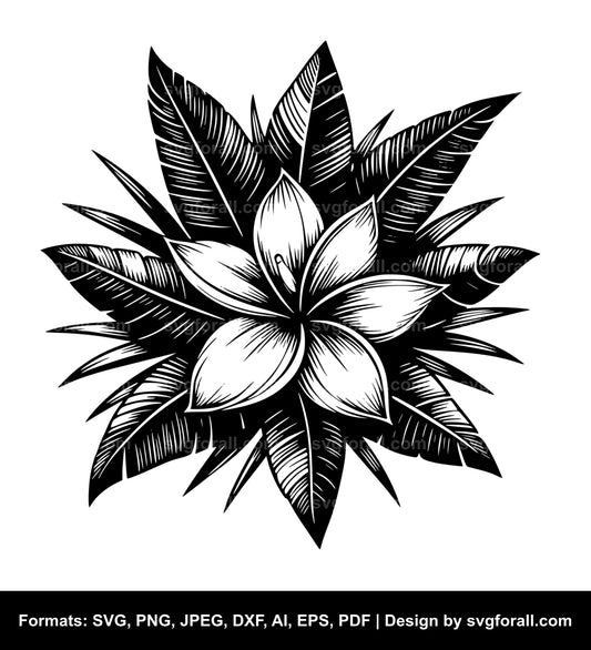 Tropical Flower Black SVG