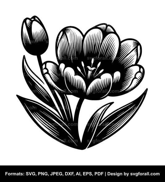 Tulip Flower Black SVG