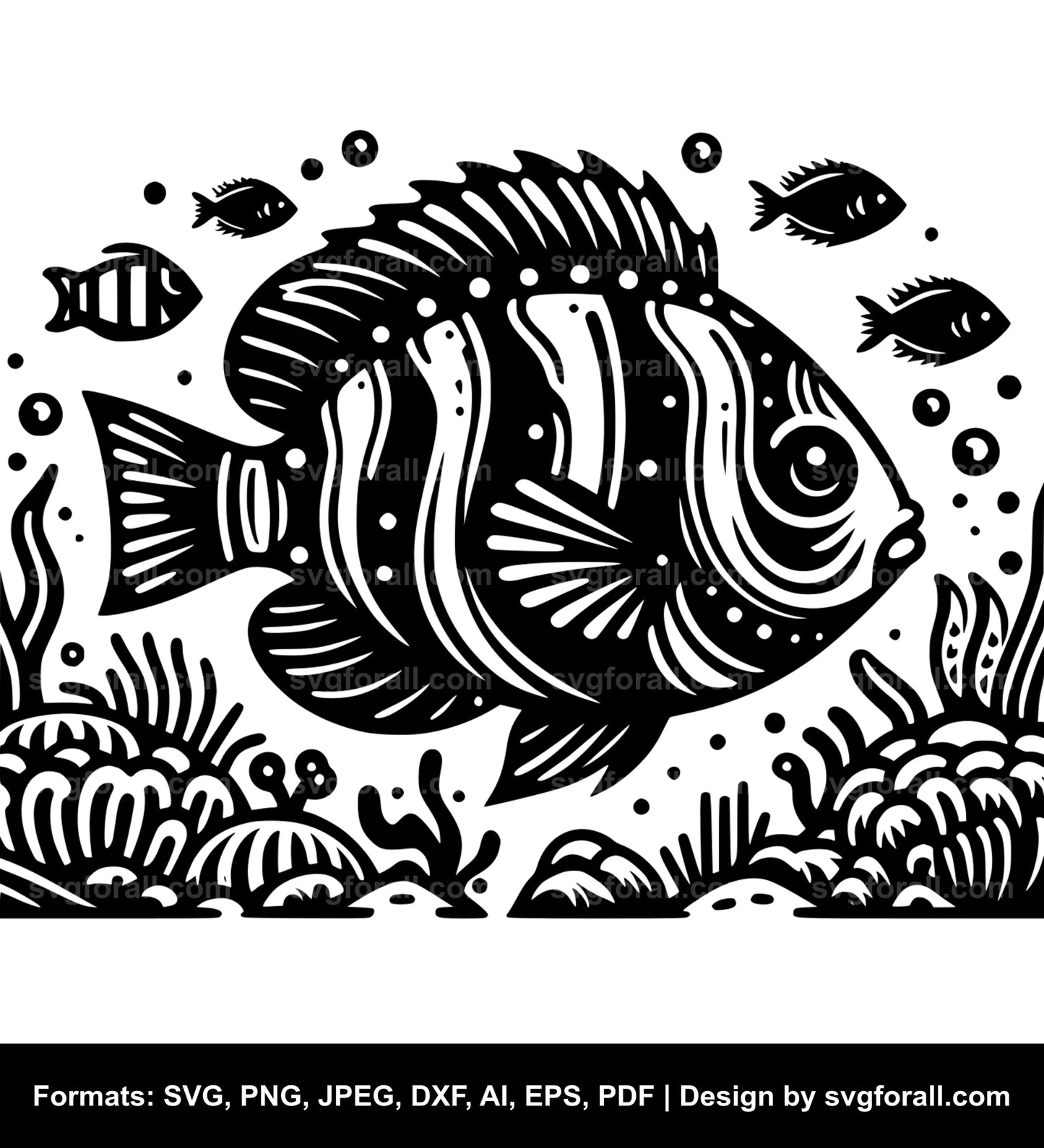 Underwater Fish Black SVG