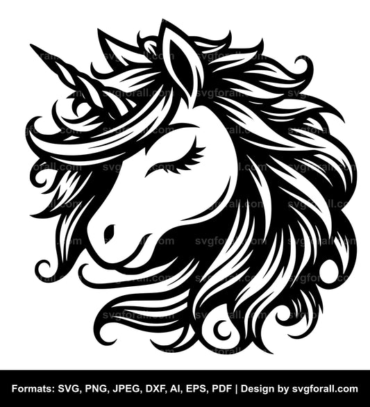 Unicorn Face Black SVG