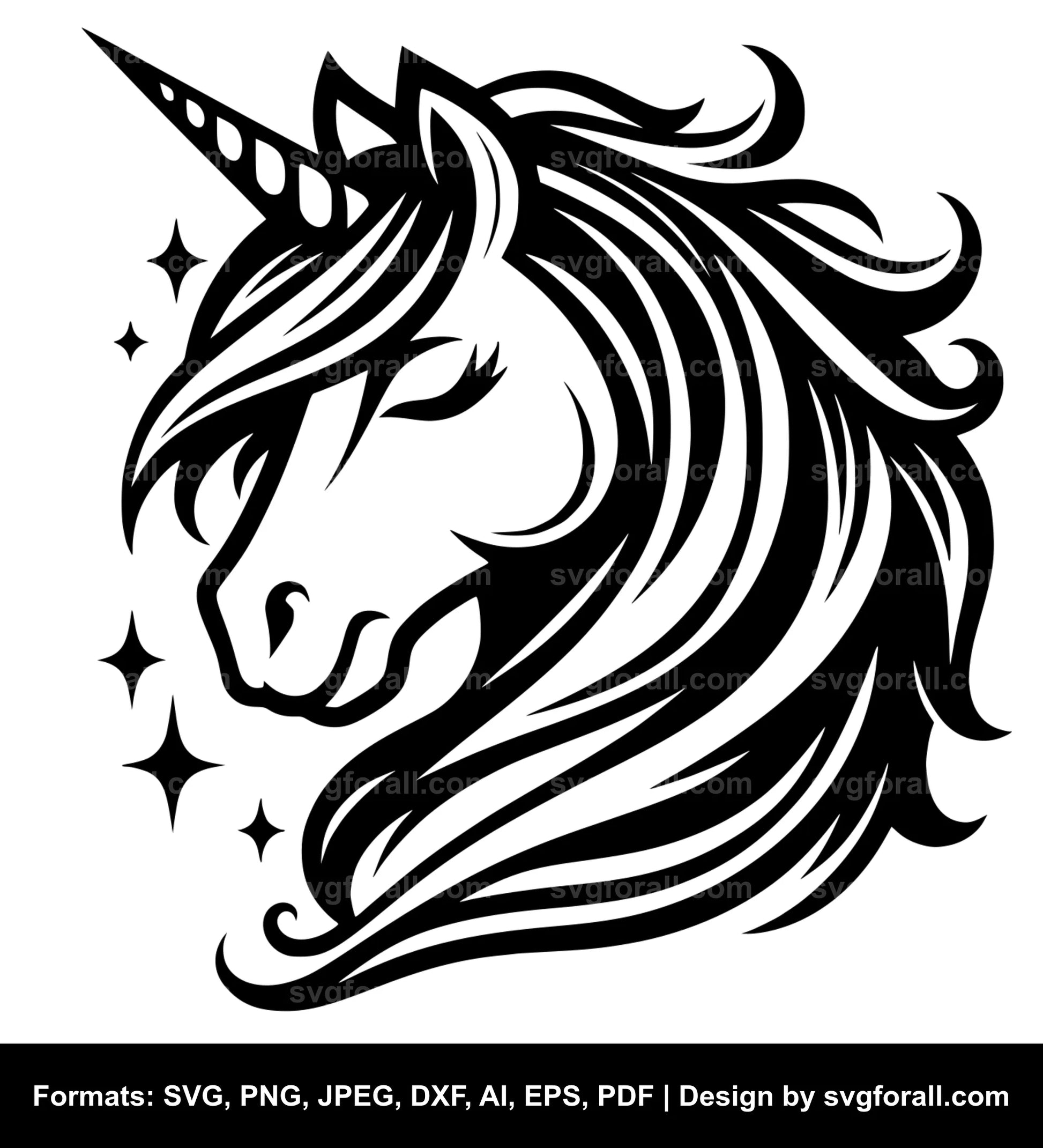 Unicorn Face SVG Design