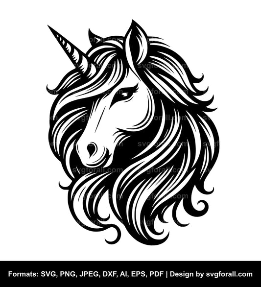 Unicorn Face Vector SVG