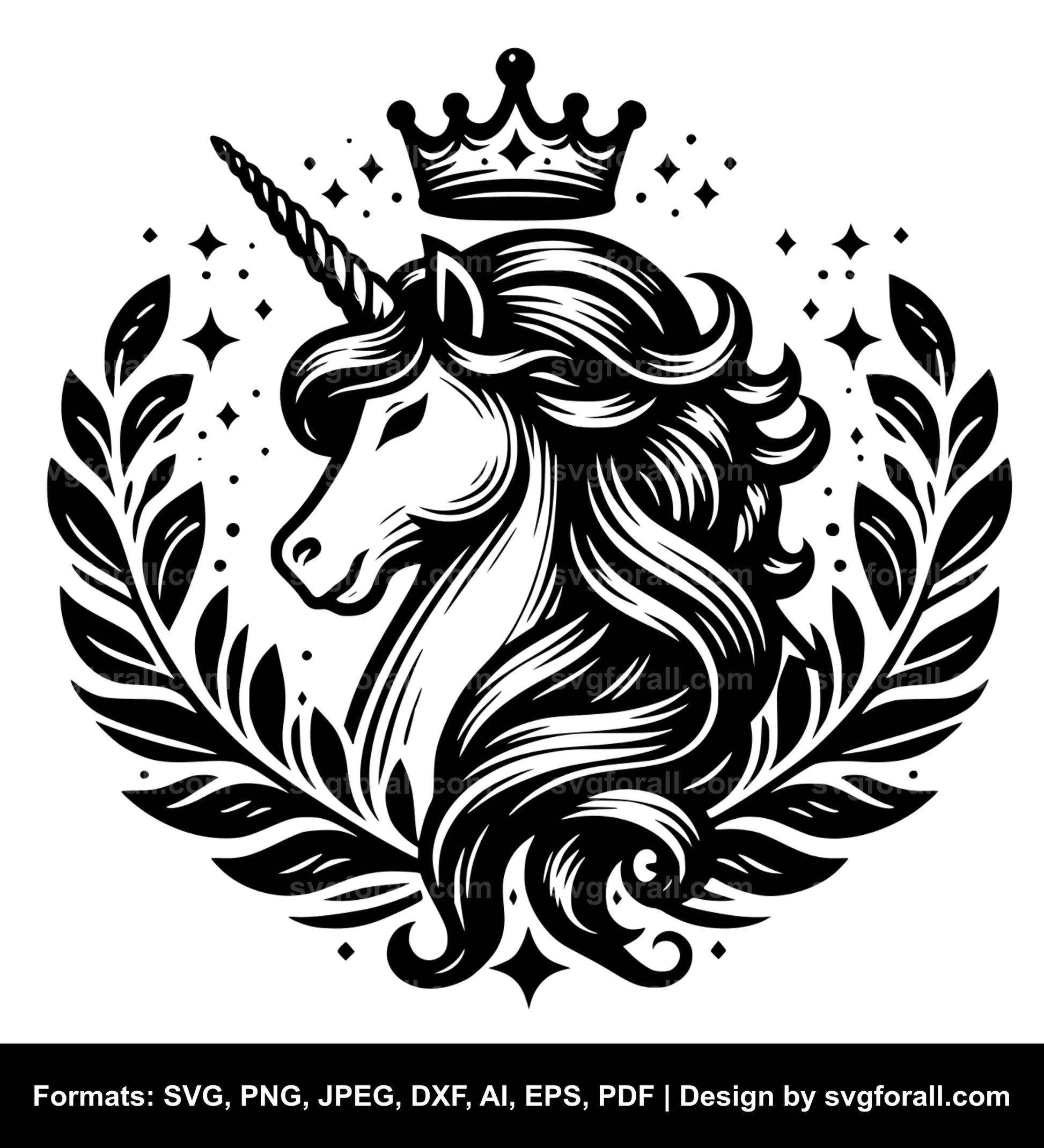 Unicorn With Crown Clipart SVG