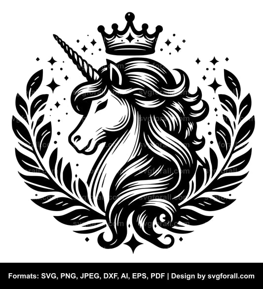 Unicorn With Crown Clipart SVG