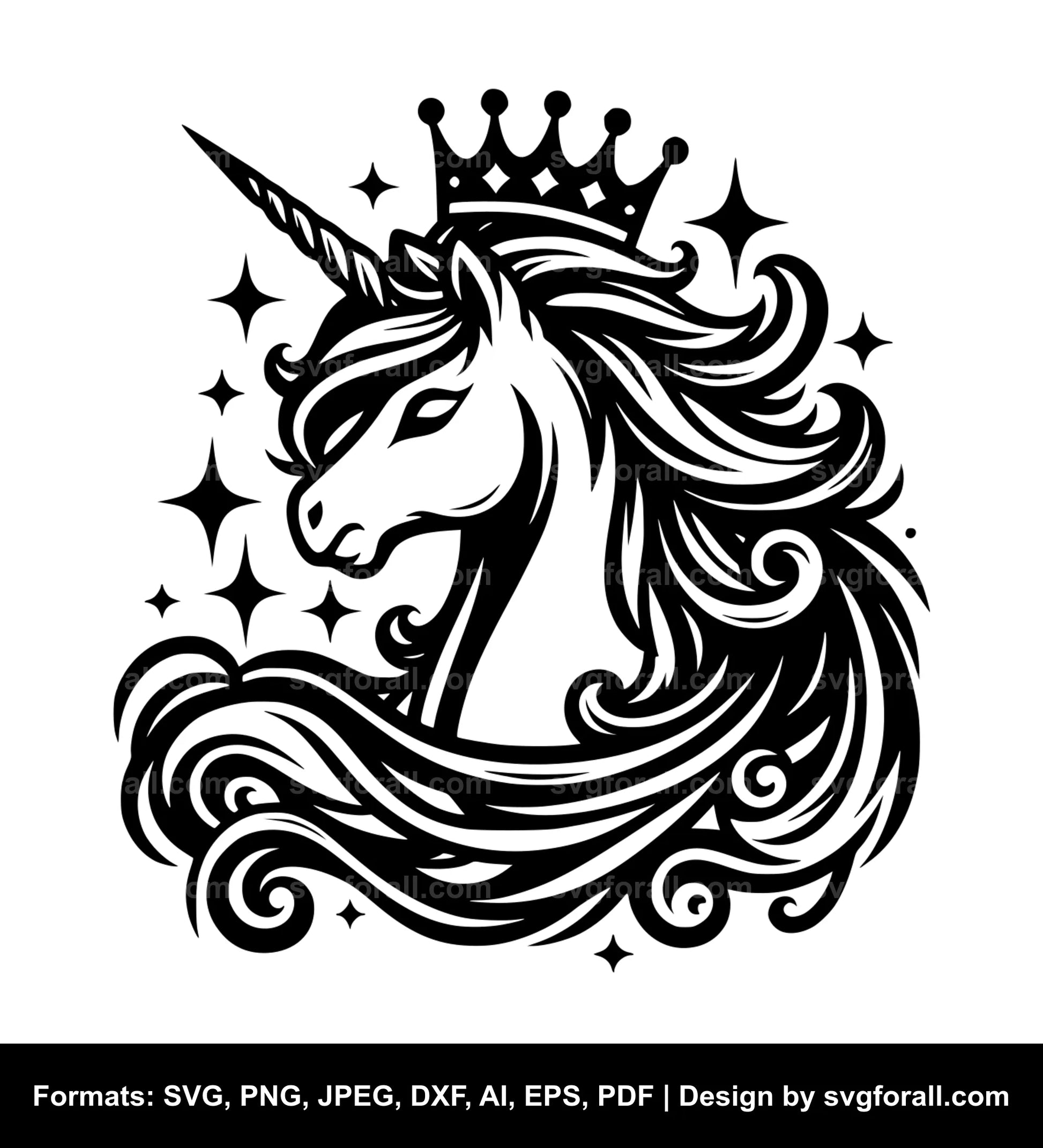 Unicorn With Crown SVG