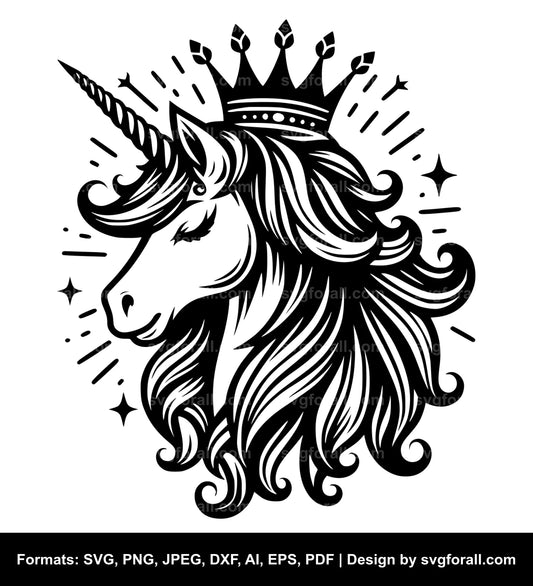Unicorn With Crown SVG PNG