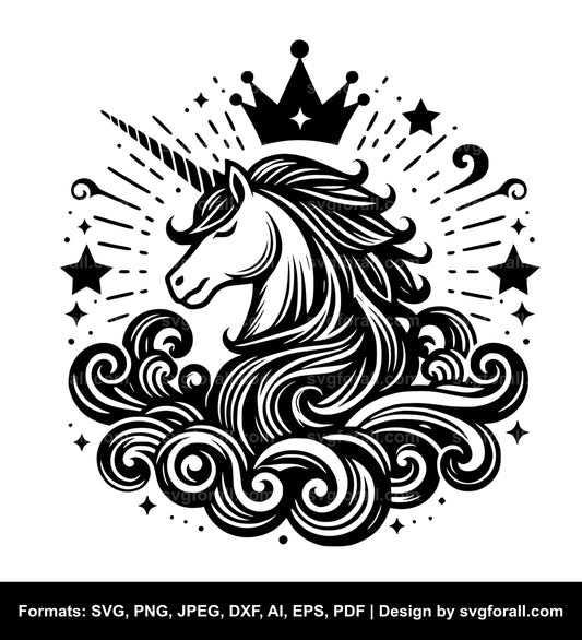 Unicorn With Crown Vector SVG