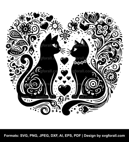 Valentine Cat SVG Design