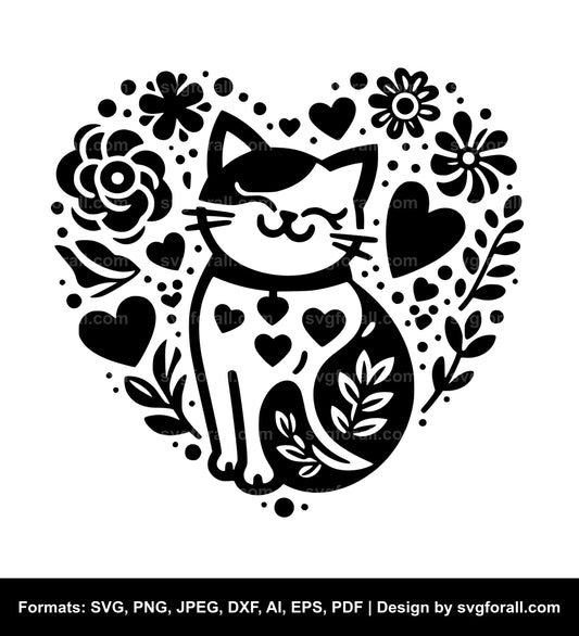 Valentine Cat SVG PNG