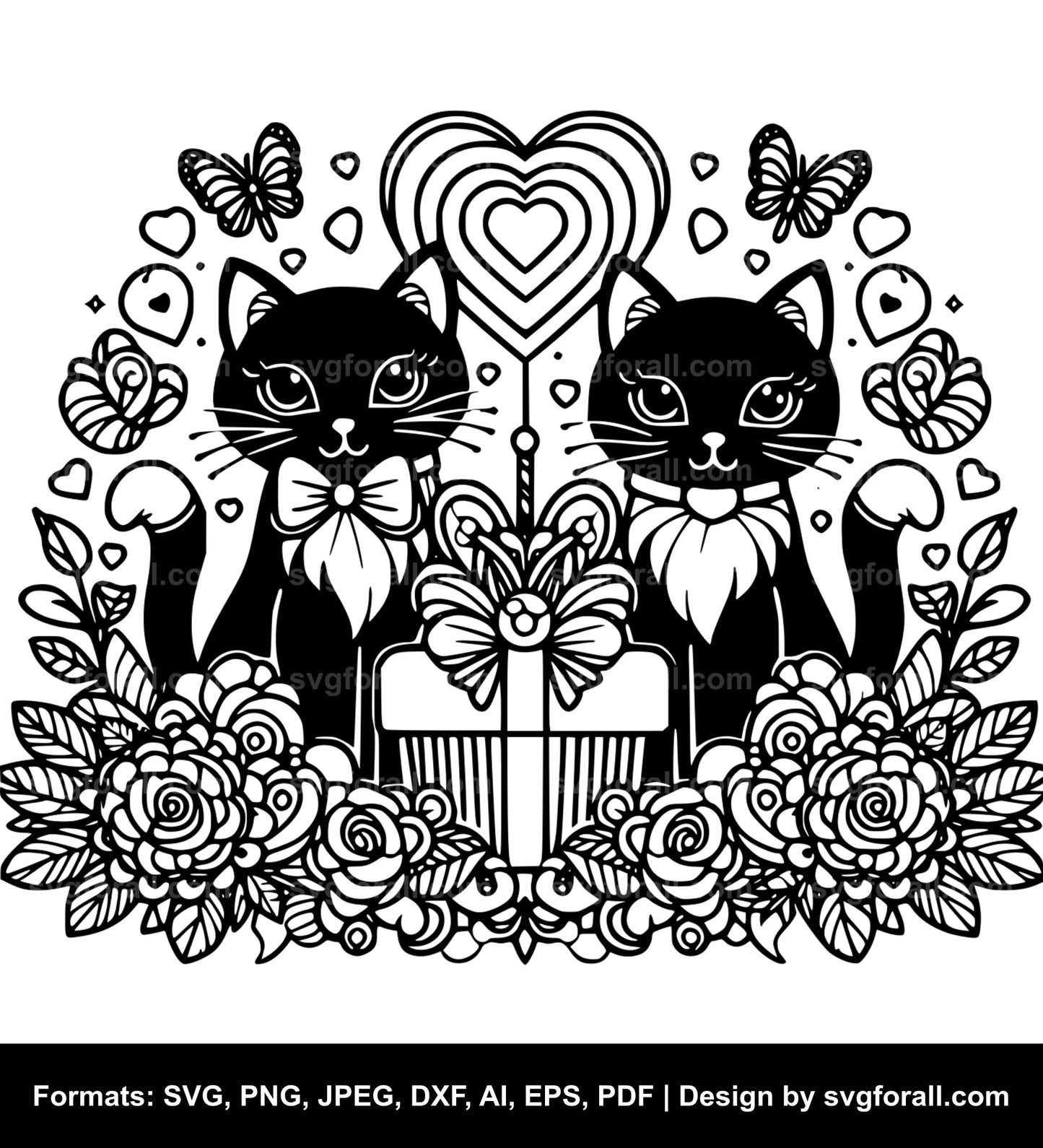 Valentine Cat SVG Vector