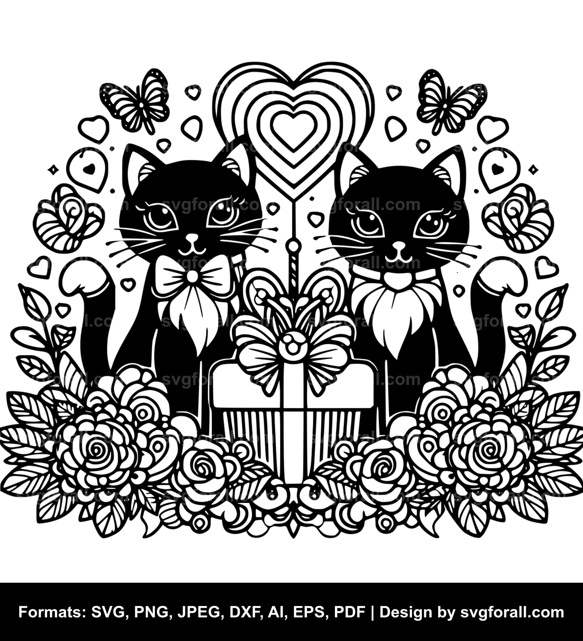 Valentine Cat SVG Vector