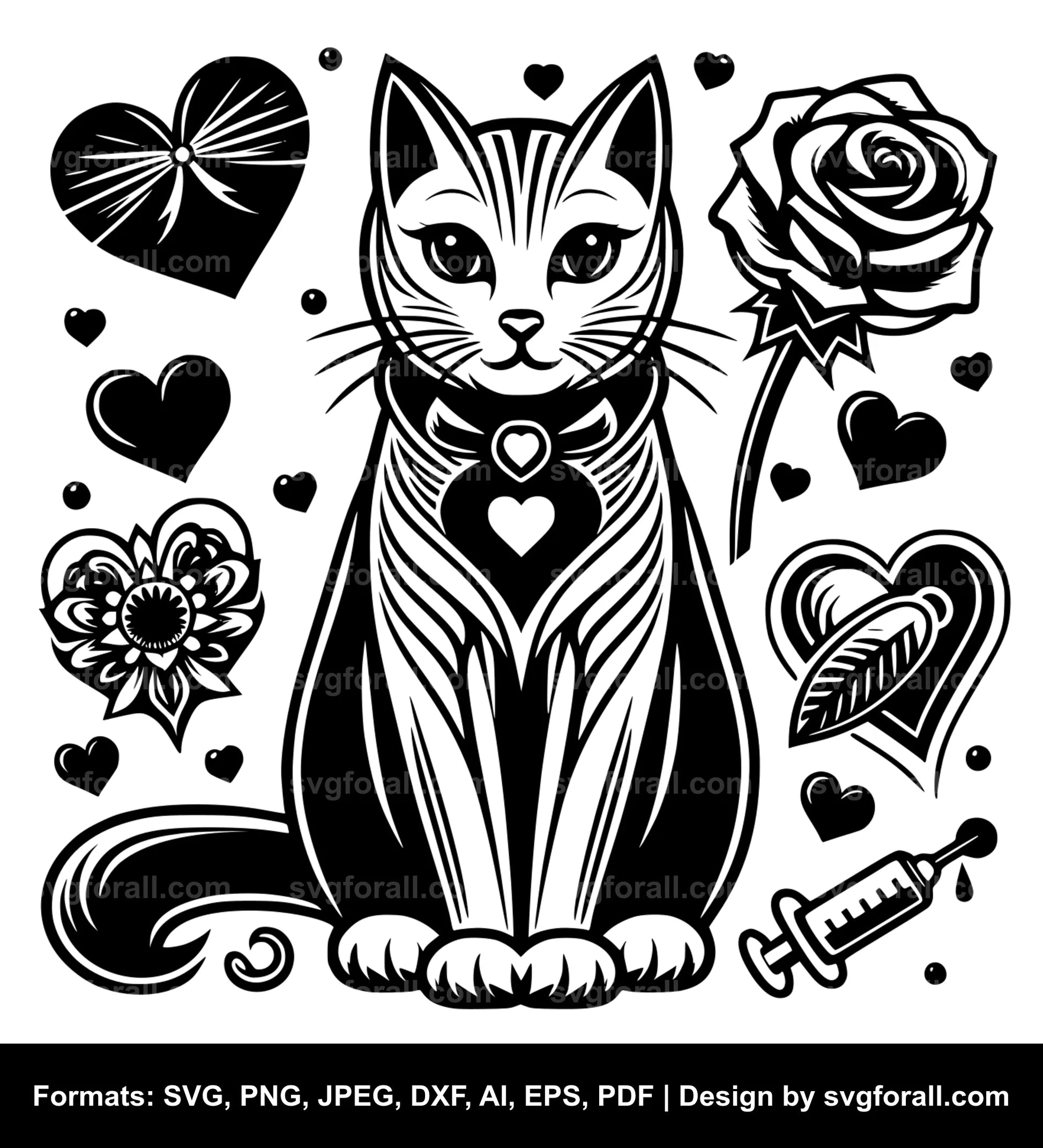 Valentine Cat Vector SVG