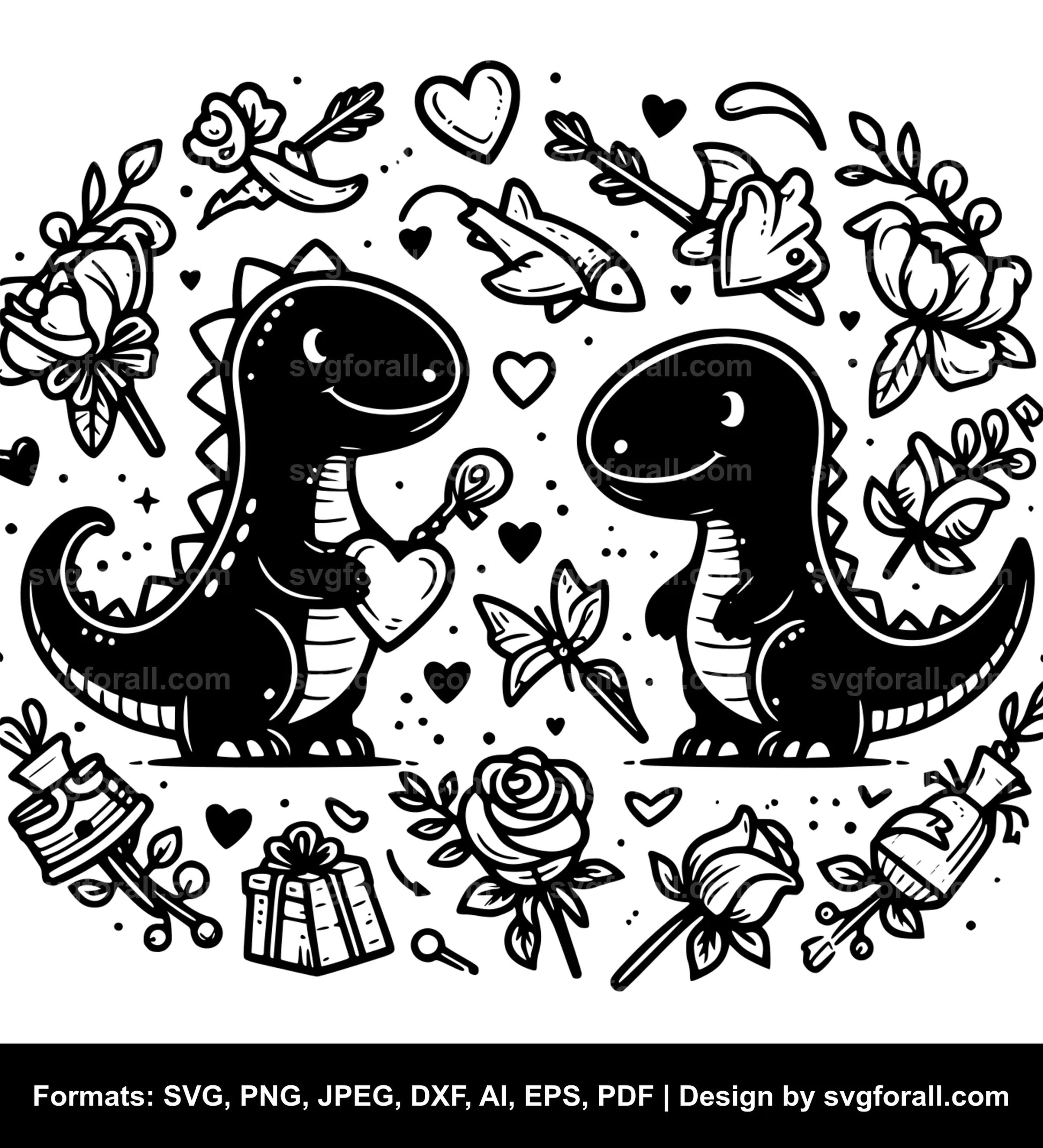 Valentine Dinosaur SVG File