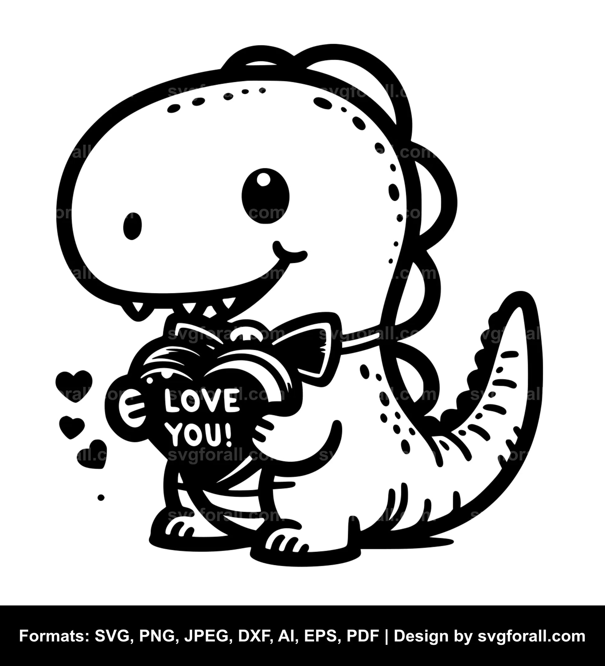 Valentine Dinosaur SVG PNG