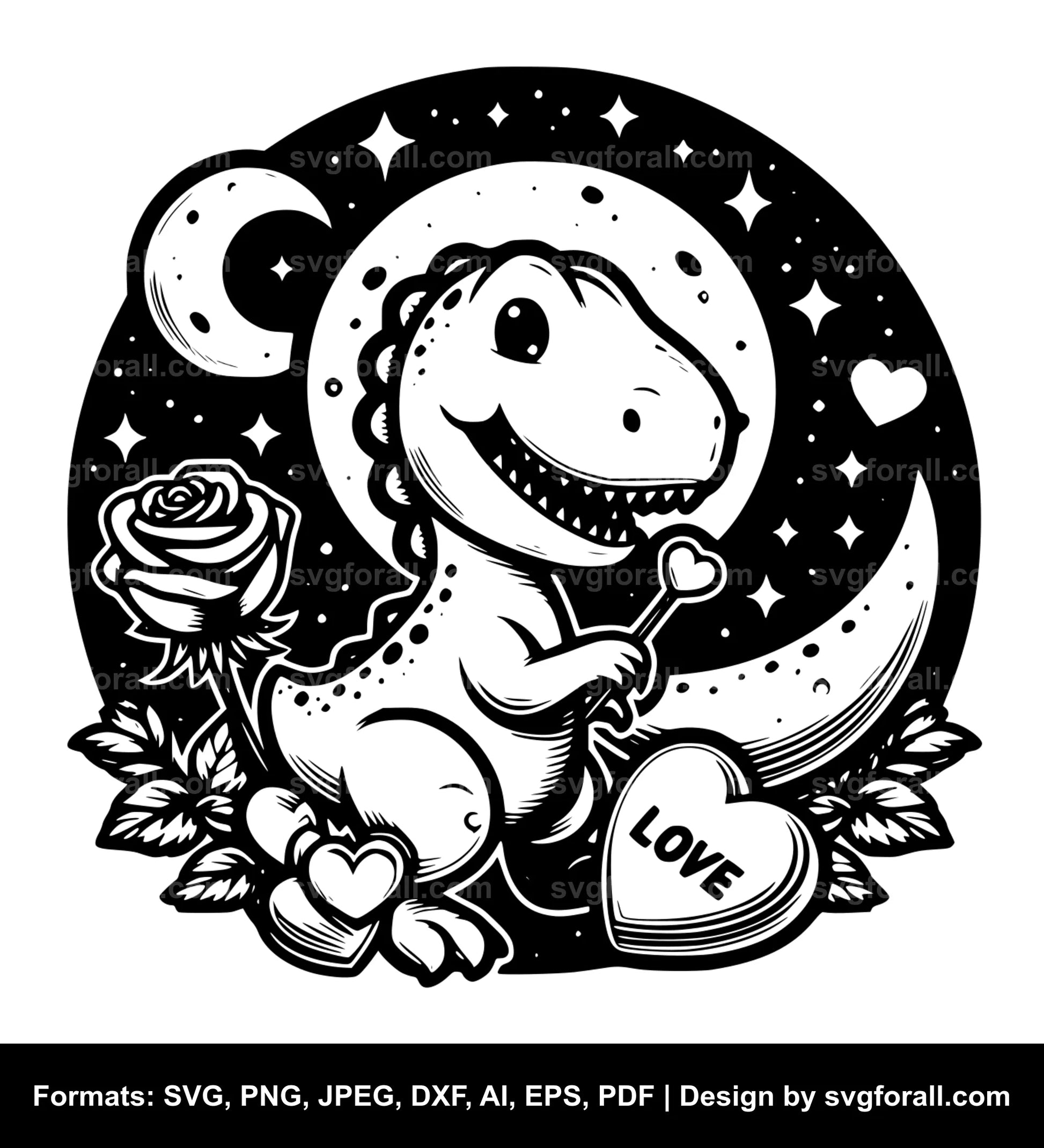 Valentine Dinosaur SVG Vector