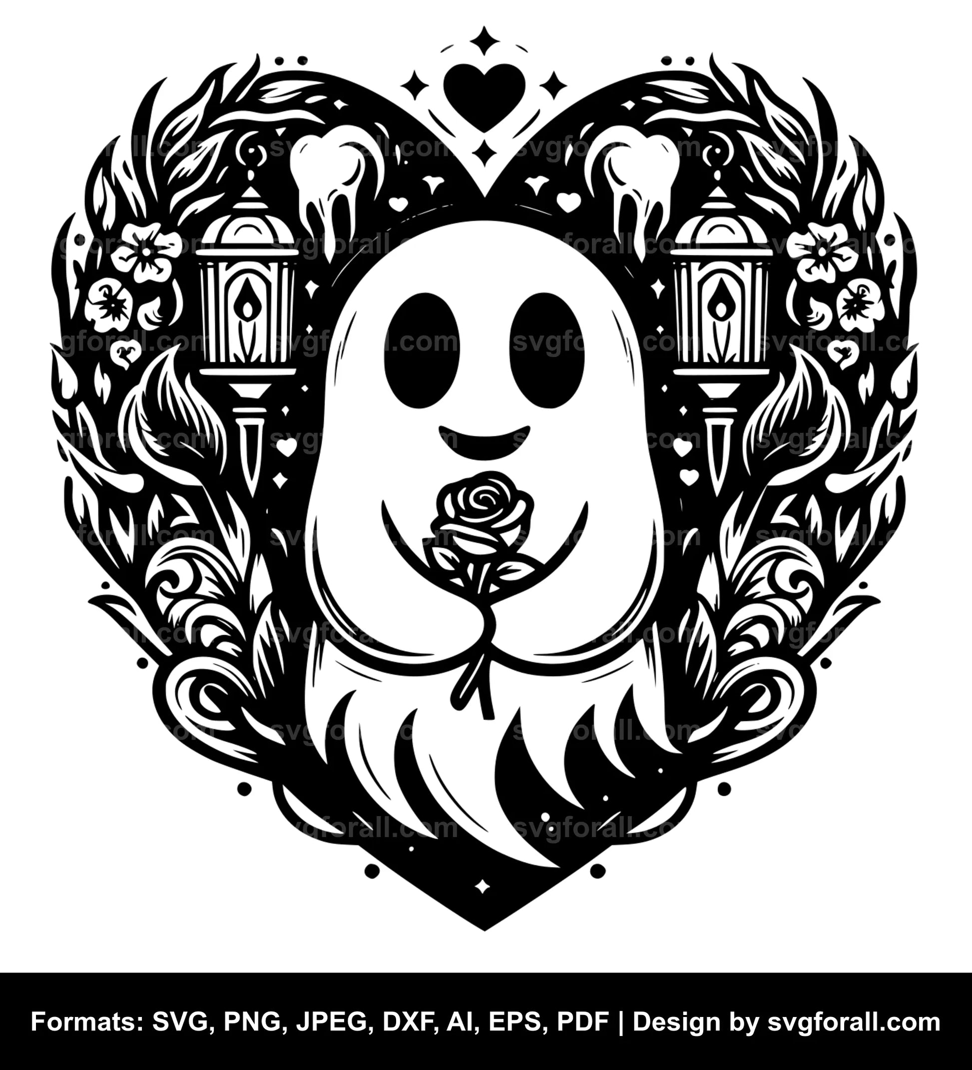 Valentine Ghost Black SVG