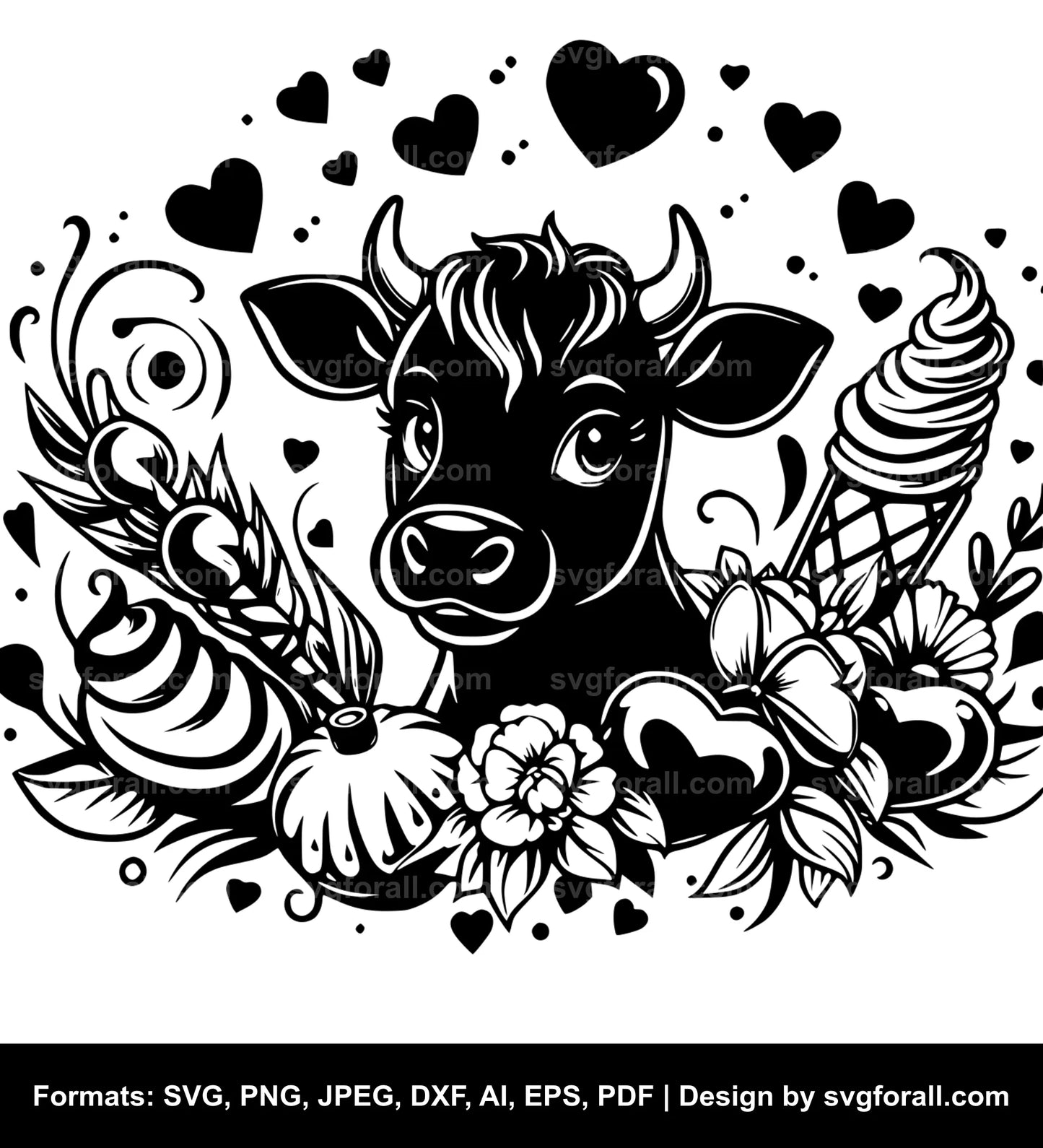 Valentines Cow SVG PNG