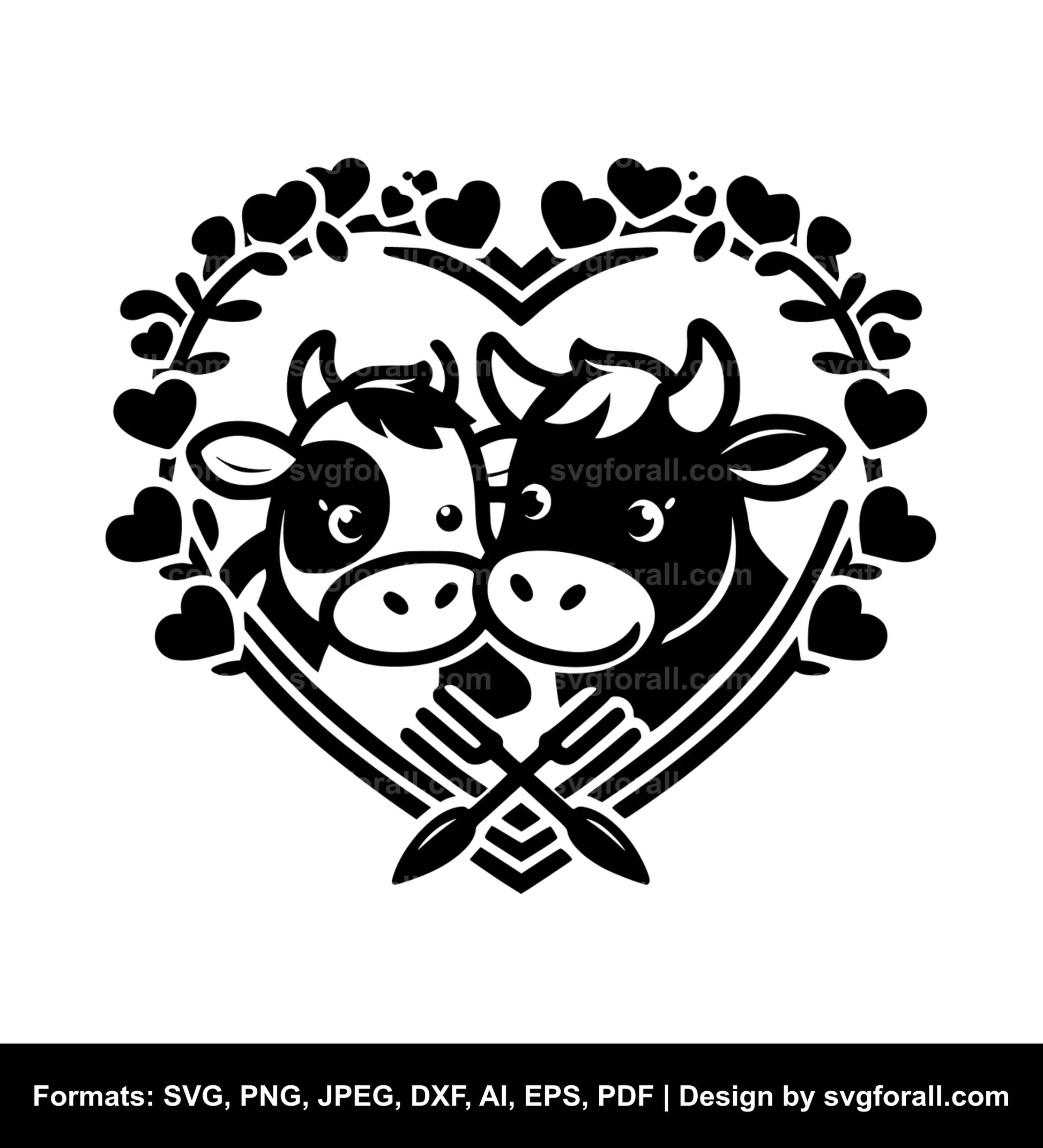 Valentines Cow Vector SVG