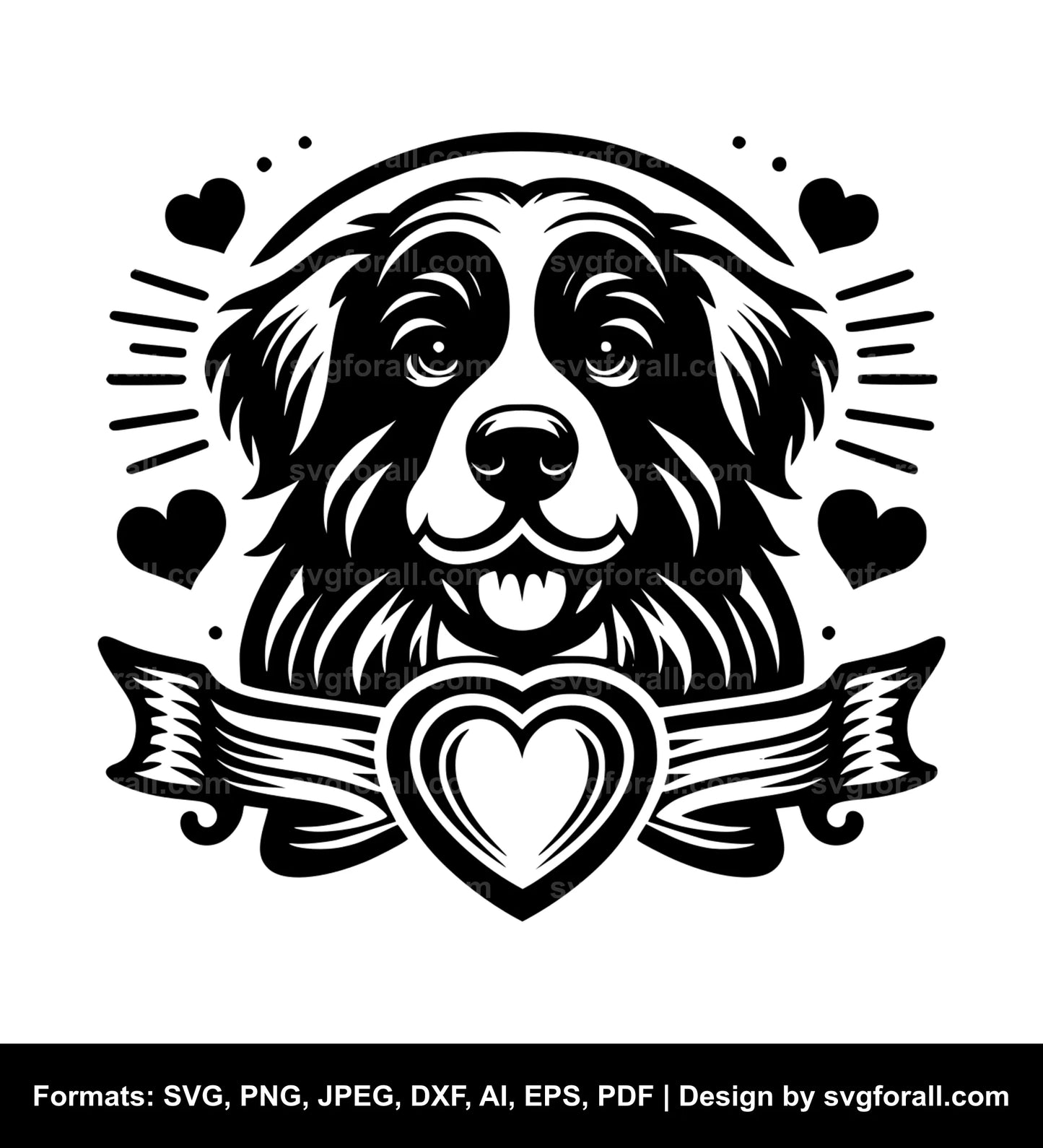 Valentines Dog Black SVG