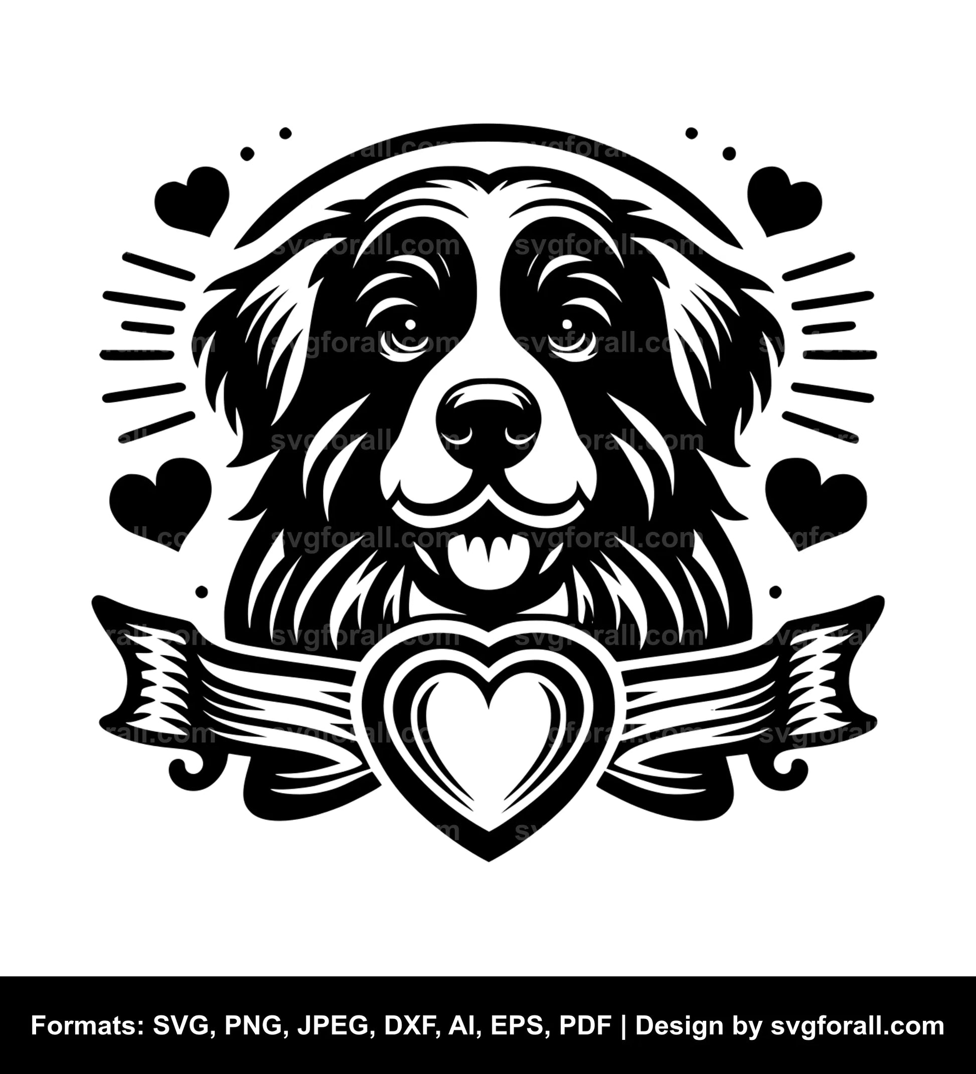 Valentines Dog Black SVG