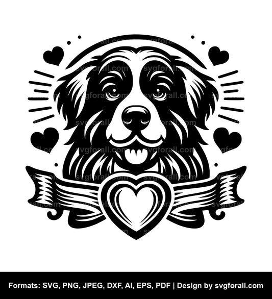 Valentines Dog Black SVG