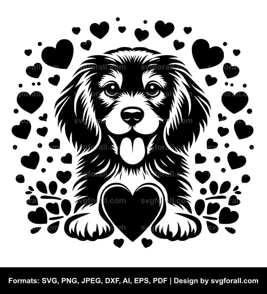 Valentines Dog SVG Vector