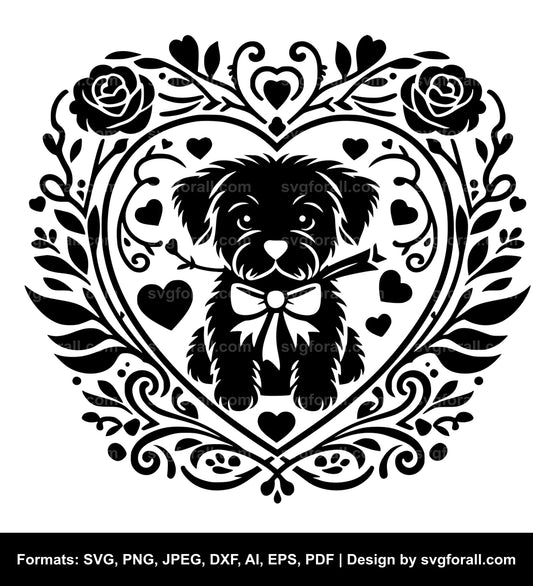 Valentines Dog Vector SVG