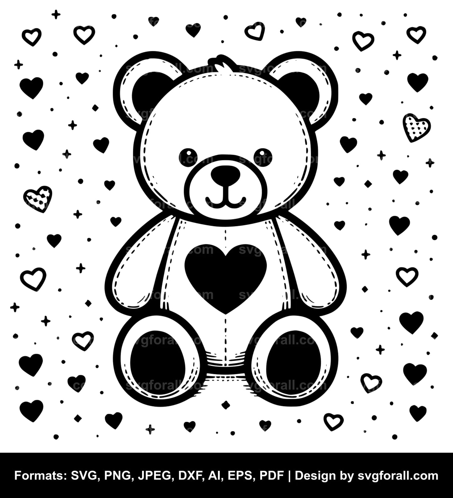 Valentines Teddy Bear SVG Design