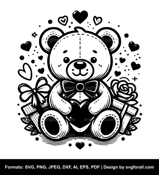 Valentines Teddy Bear SVG Vector