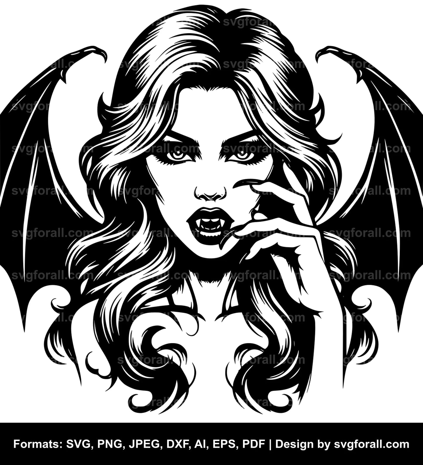 Vampire Girl Black SVG