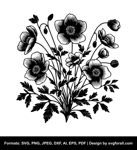 Violet Flower Black SVG