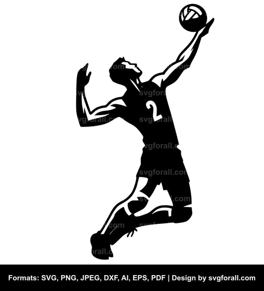 Volleyball Player Black SVG