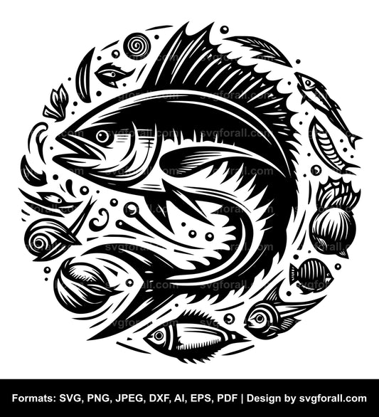 Wahoo Fish Black SVG