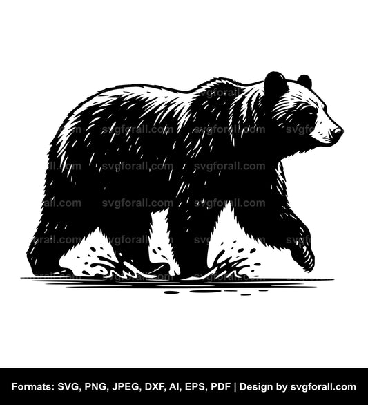 Walking Bear Black SVG