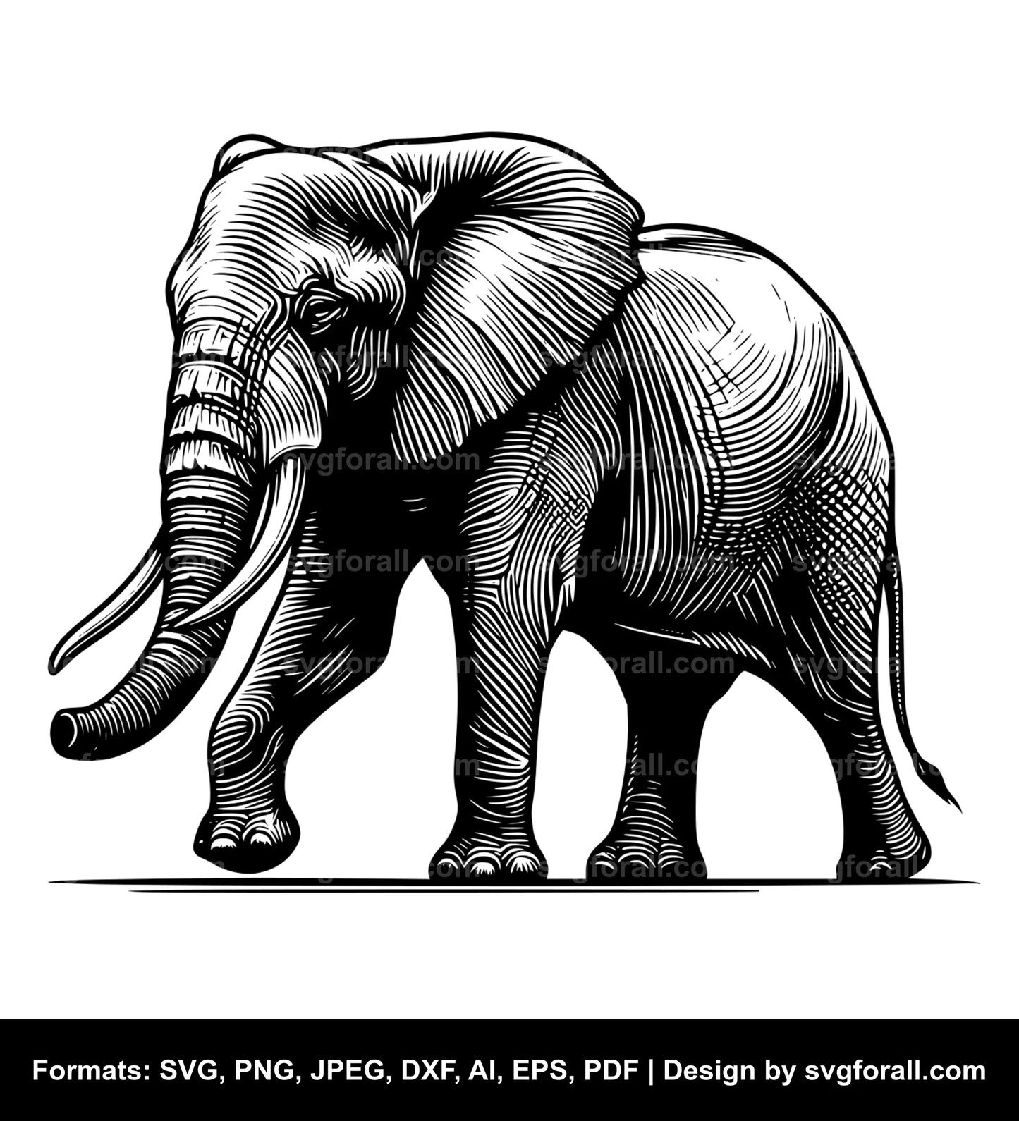 Walking Elephant Black SVG