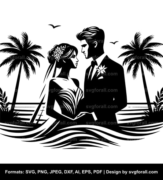 Wedding Couple Beach SVG PNG