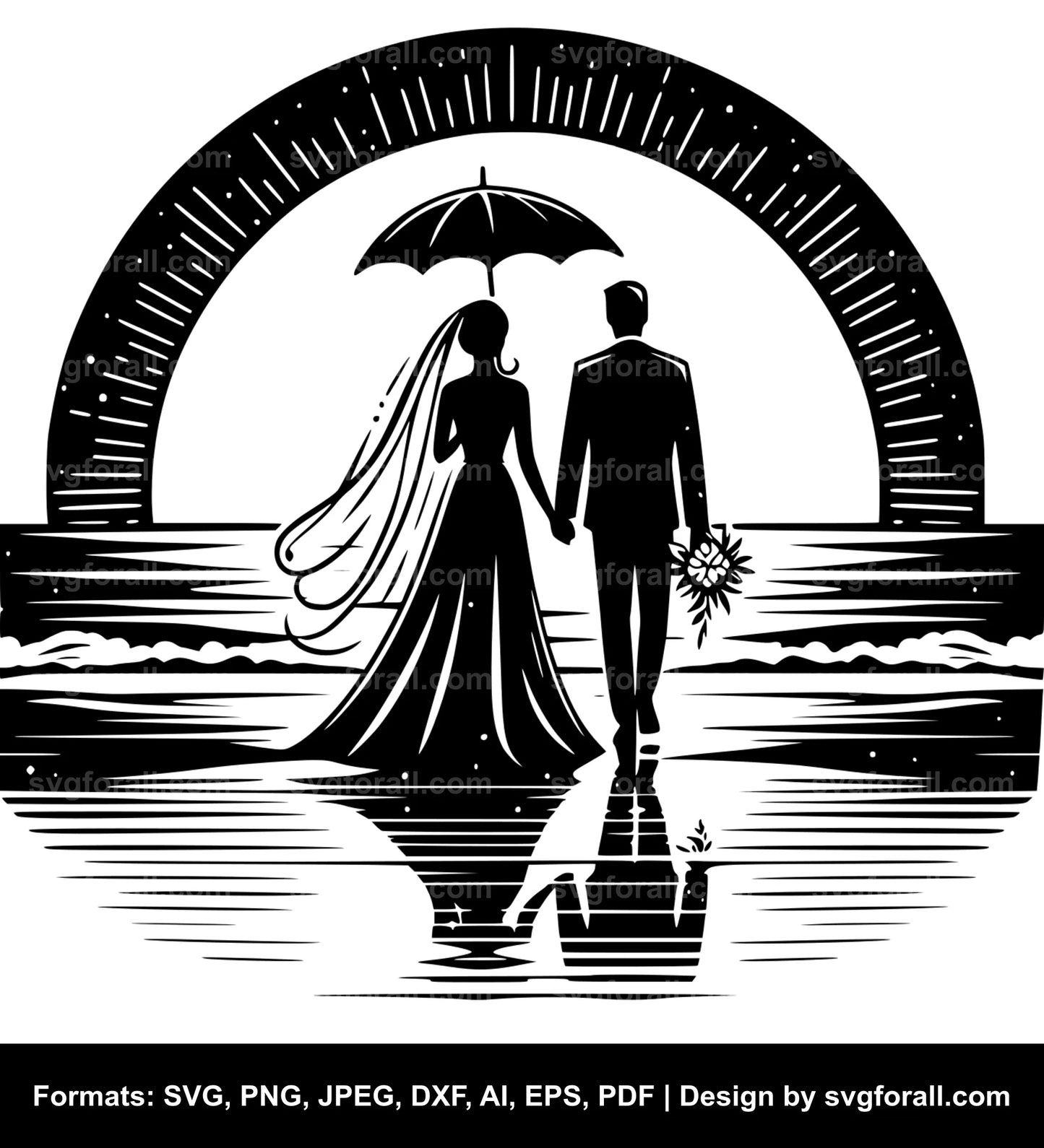 Wedding Couple Beach Vector SVG