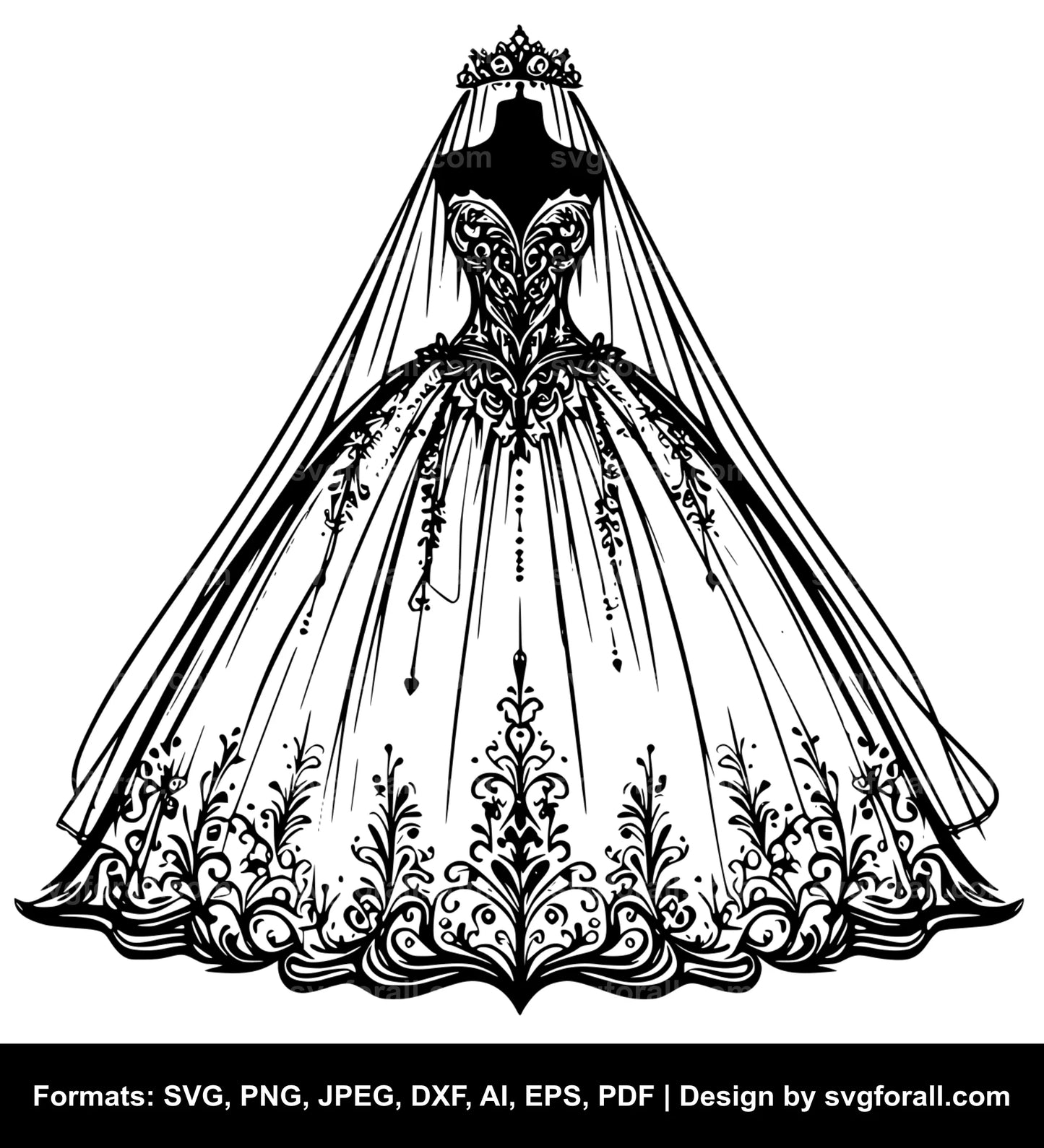 Wedding Dress Black SVG