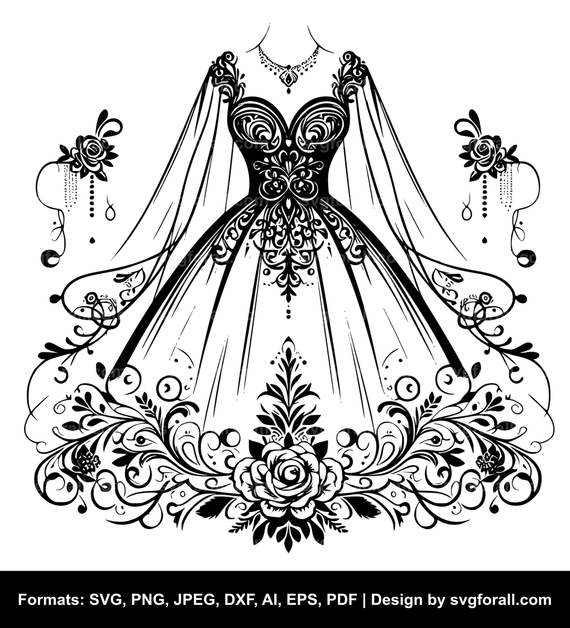 Wedding Dress SVG Vector