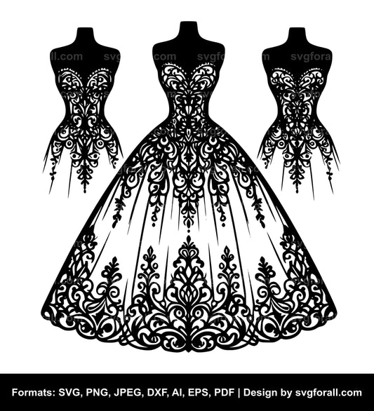 Wedding Dress Vector SVG