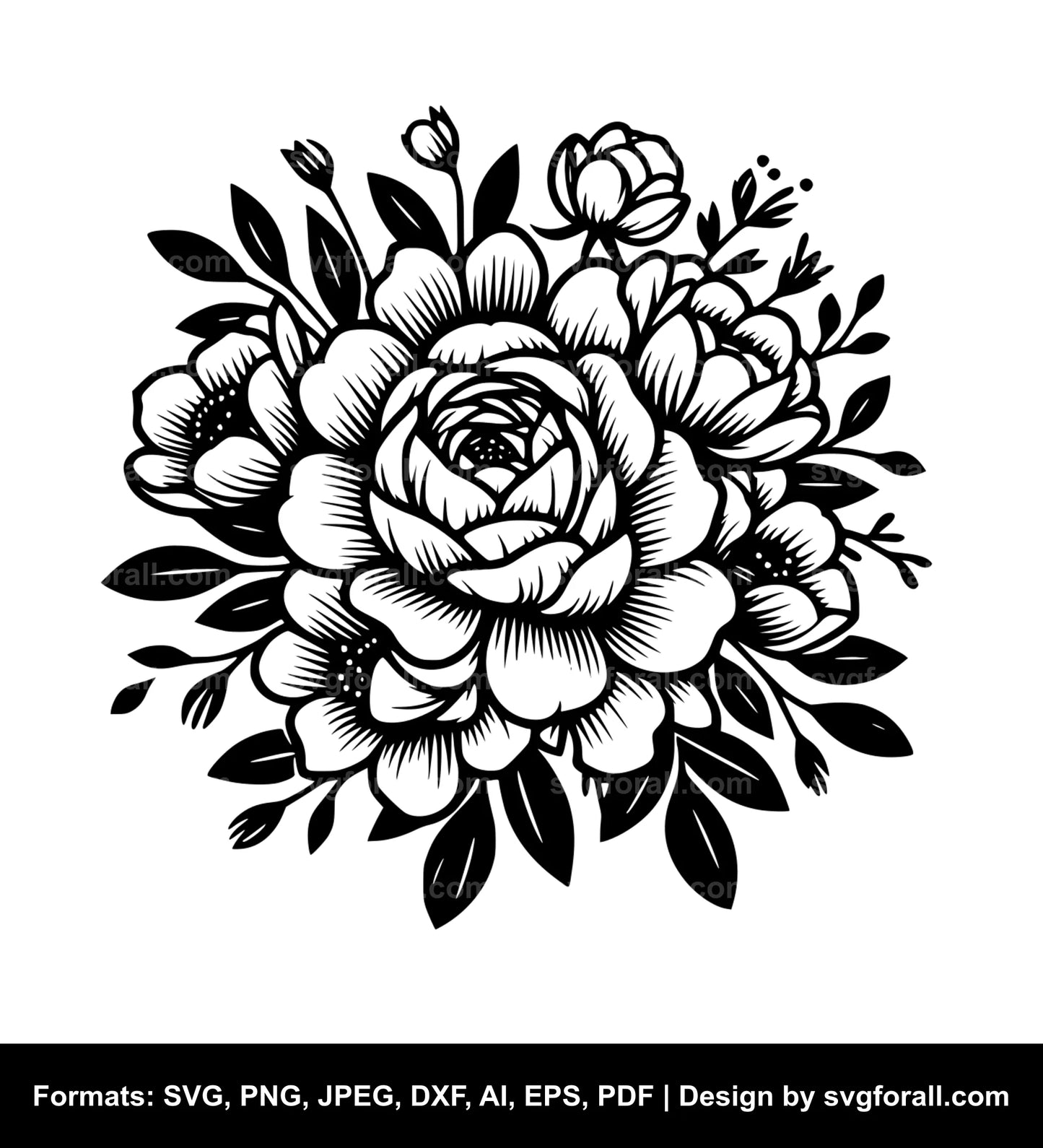 Wedding Flower Black SVG