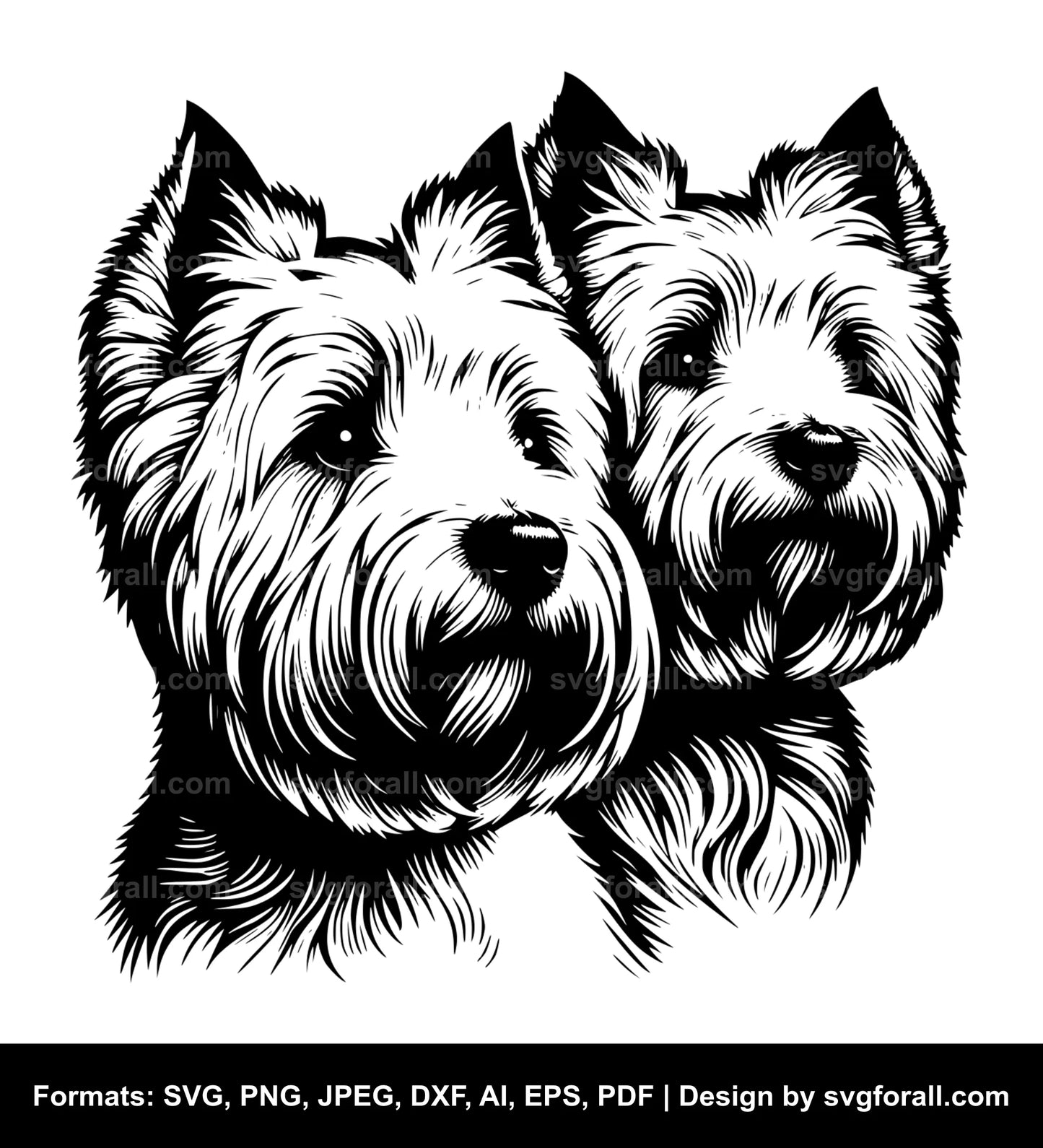 West Highland White Terrier Dog Black SVG