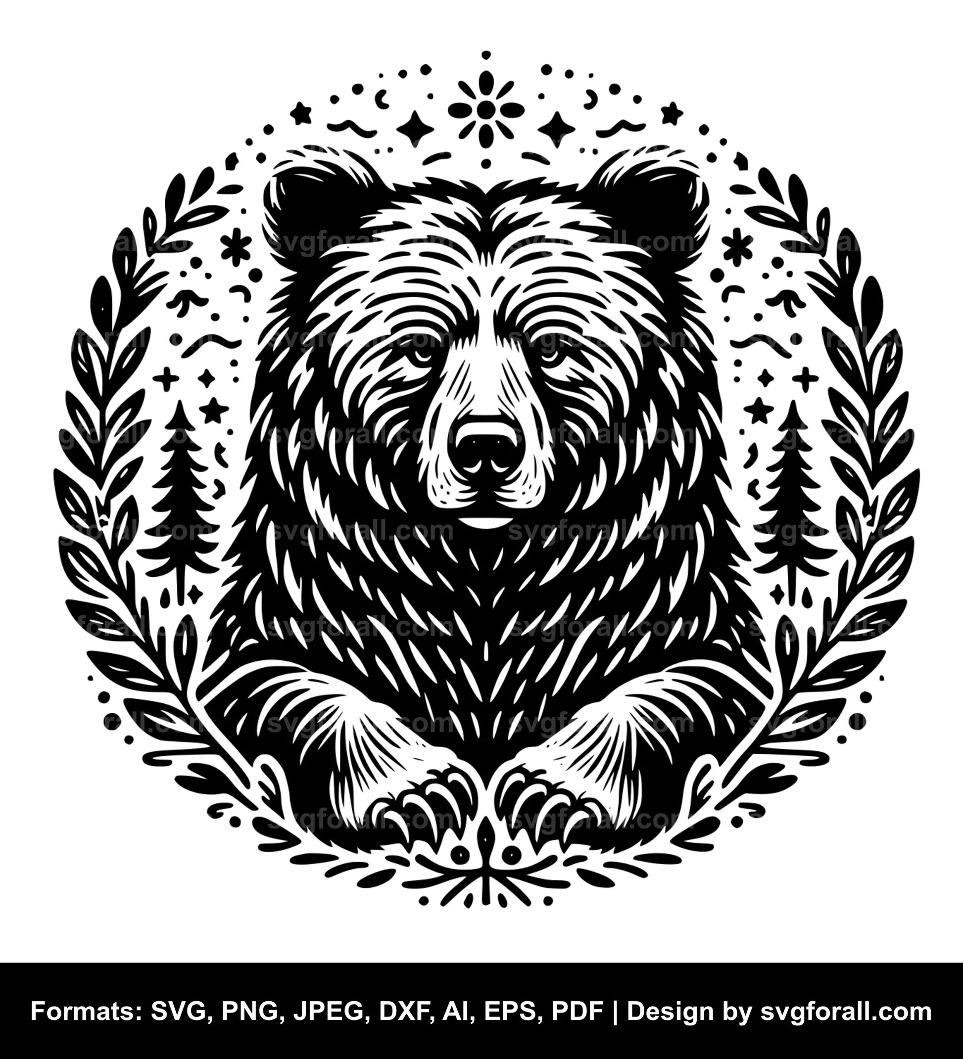 Wild Bear Black SVG