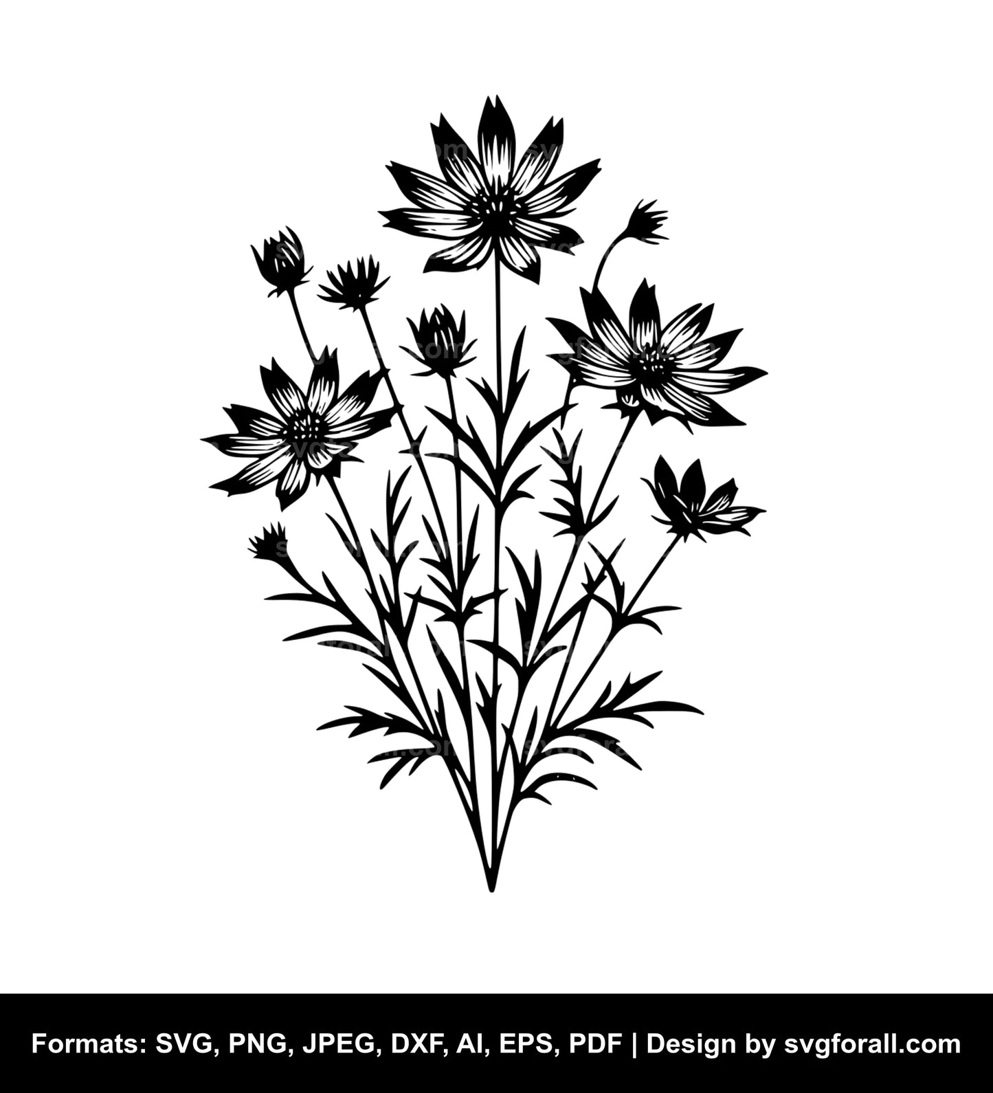 Wild Flower Black SVG