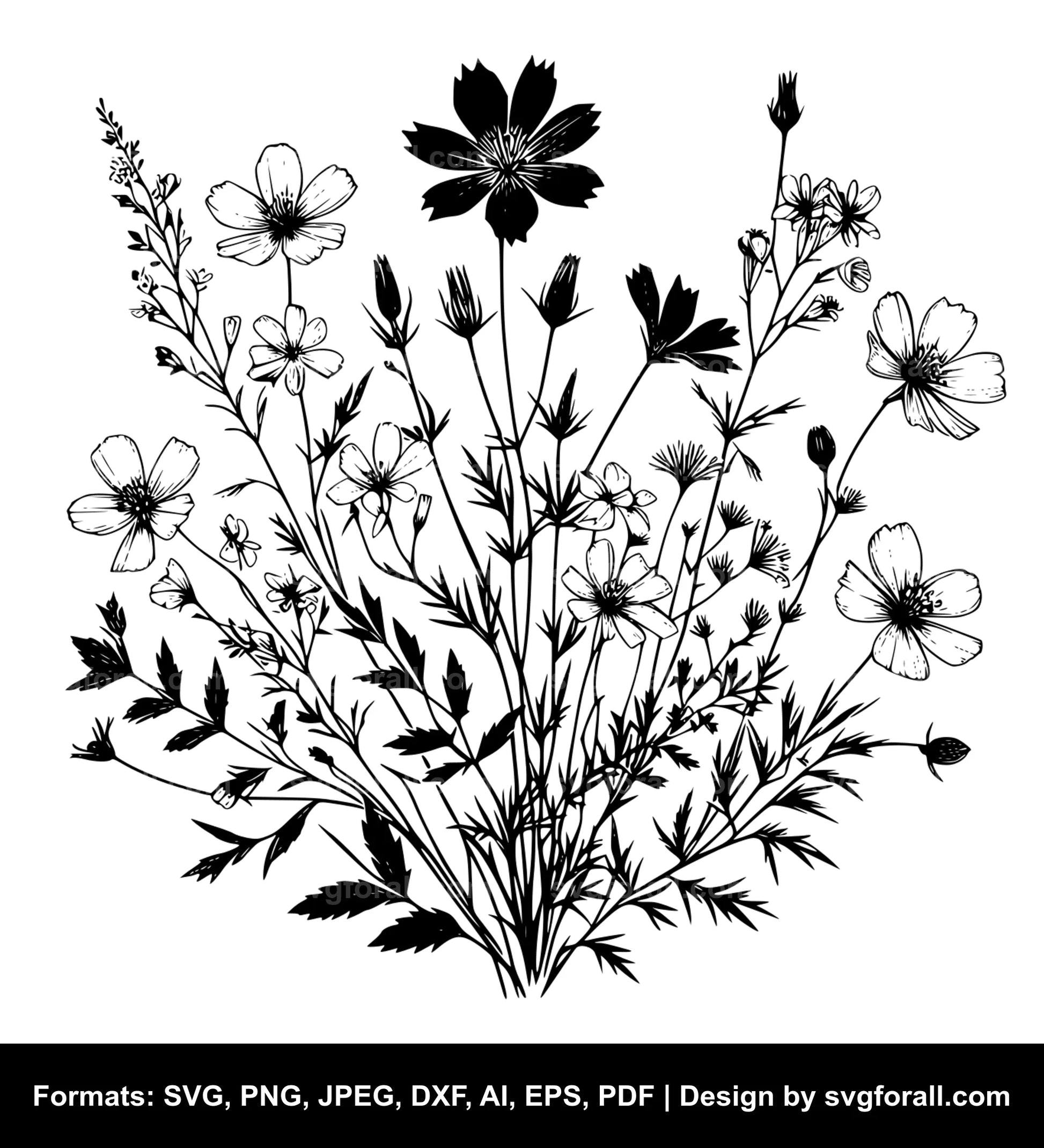 Wildflower Black SVG