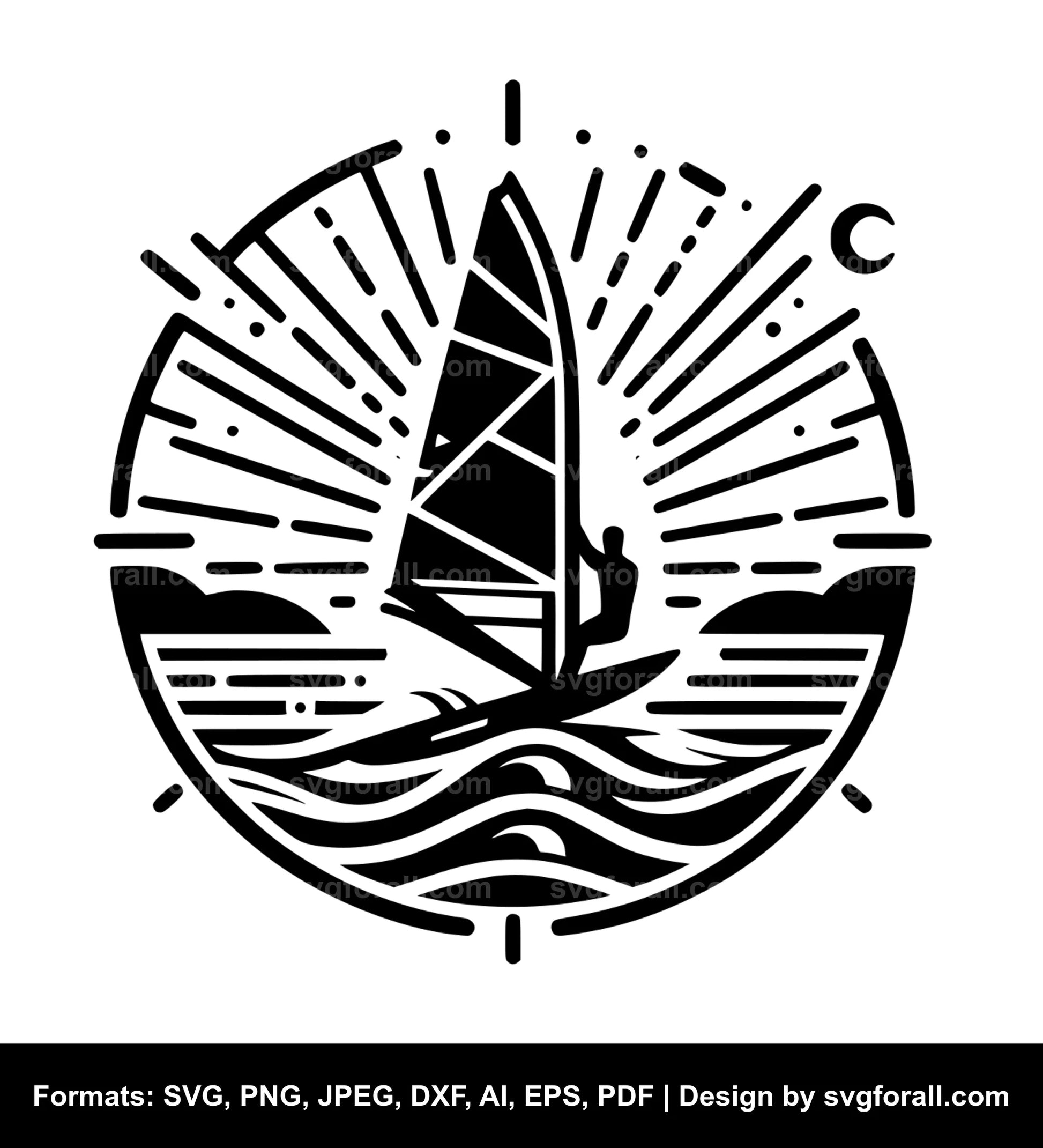 Windsurfing Black SVG