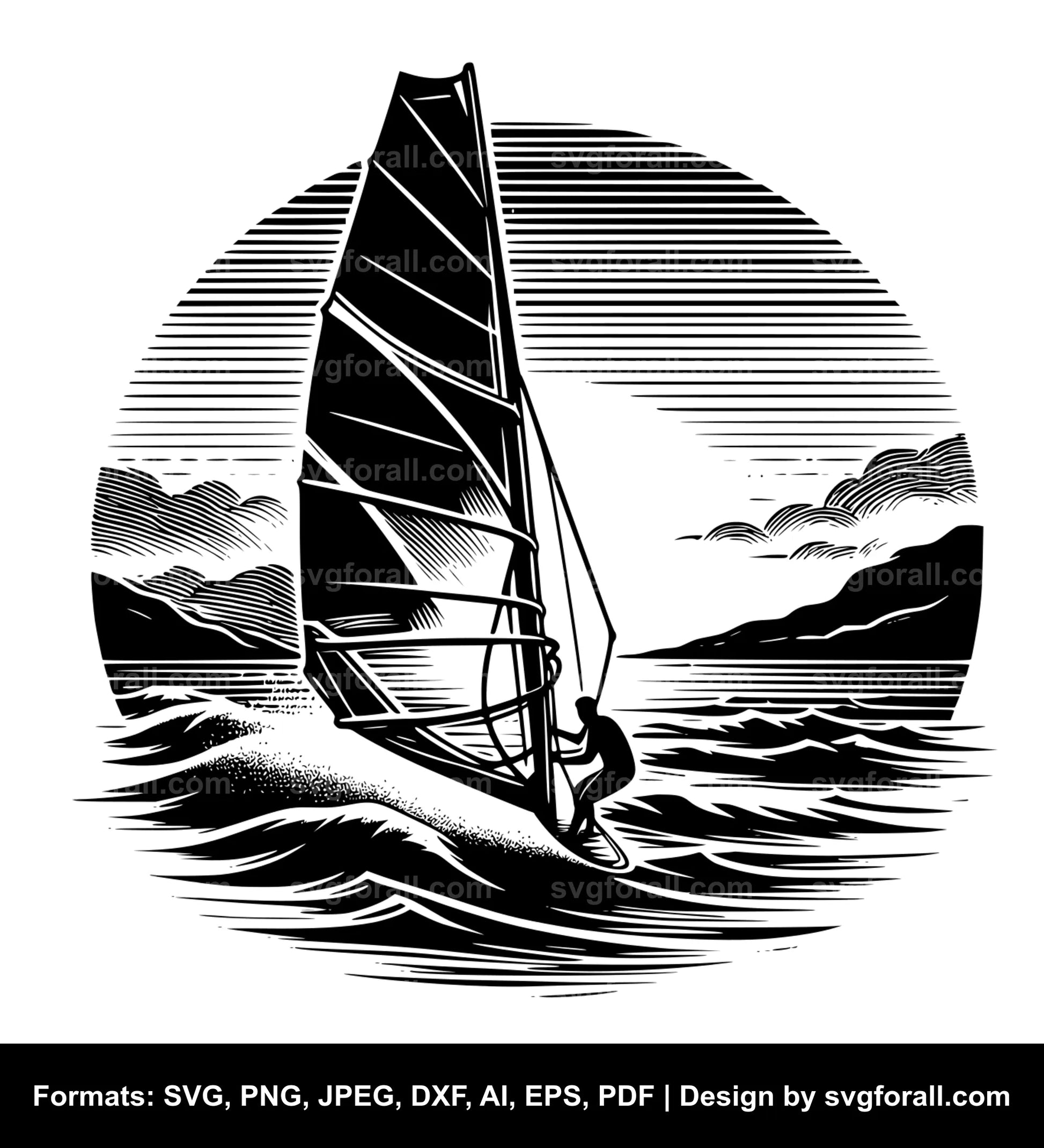 Windsurfing SVG Vector