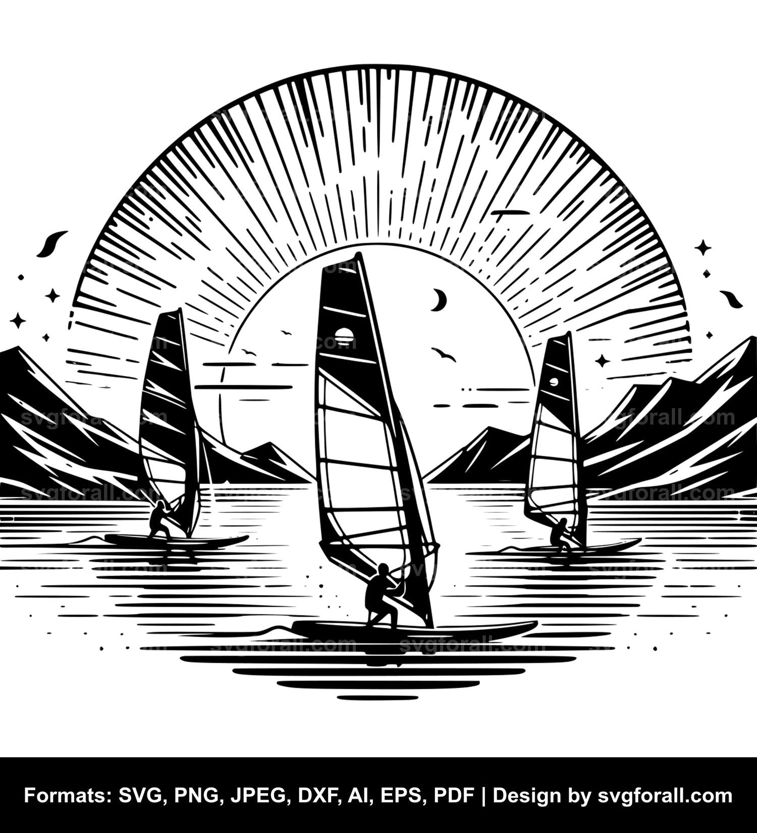 Windsurfing Vector SVG